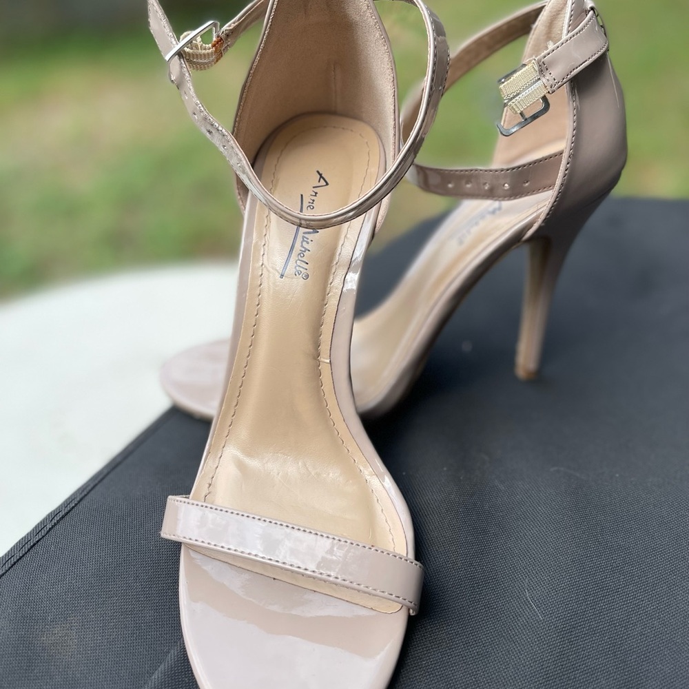 Anne Michelle Tan Heels Elegant Stiletto Sandals